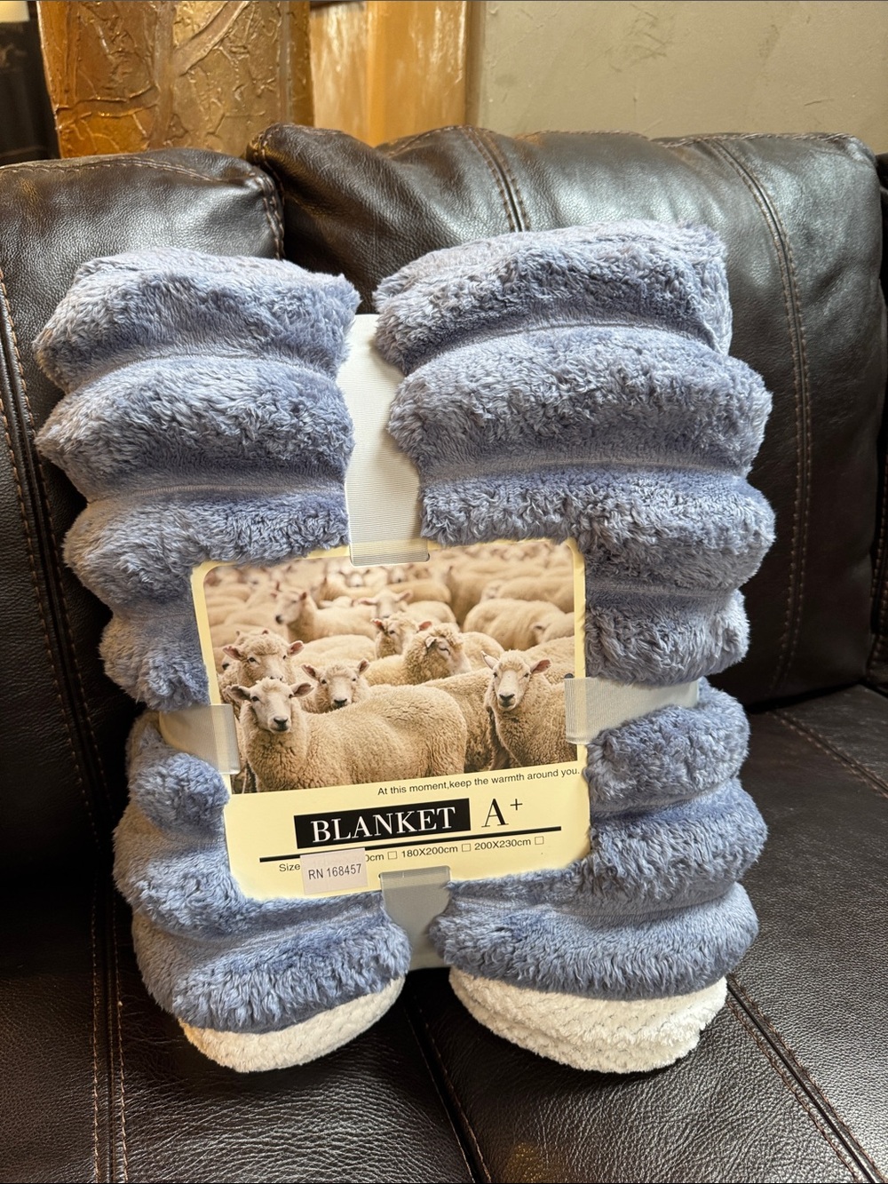 Blank NYC Plush Sherpa Blanket in Light Gray-Blue